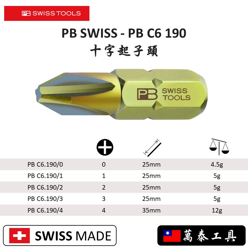 瑞士 PB SWISS PB C6 190 十字 起子頭