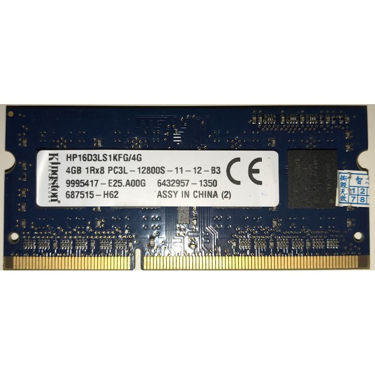 筆電 筆記本記憶卡 RAM 4GB DDR3 1600 Pc3l-12800 (Kingston)"原廠終身保固"
