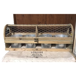 ~＊歐室傢飾館＊ ~臺灣出貨 zakka 鄉村雜貨 木製 復古 網格 4格 木盒 屋型 花器 花盆 園藝 庭院~