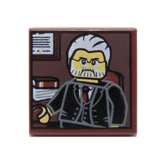 磚家 LEGO 樂高 紅棕色 Tile 2x2 印刷 銀行總裁 肖像 壁畫 3068 3068BPB0699 10255