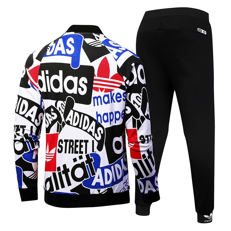 Adidas愛迪達三葉草秋裝新款兩件套情侶兩件套休閒運動套裝拉鏈開衫外套+褲子男女套裝長袖外套愛迪達套裝| 蝦皮購物