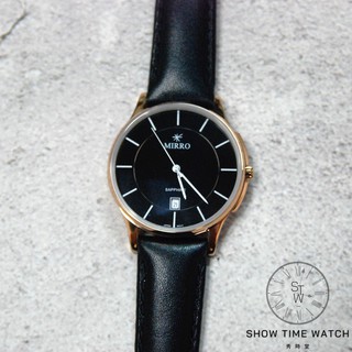 MIRRO 質感 簡約 水晶玻璃 文青 皮革腕錶 - 黑面白針玫瑰金 6972BK-29642 [ 秀時堂 ]