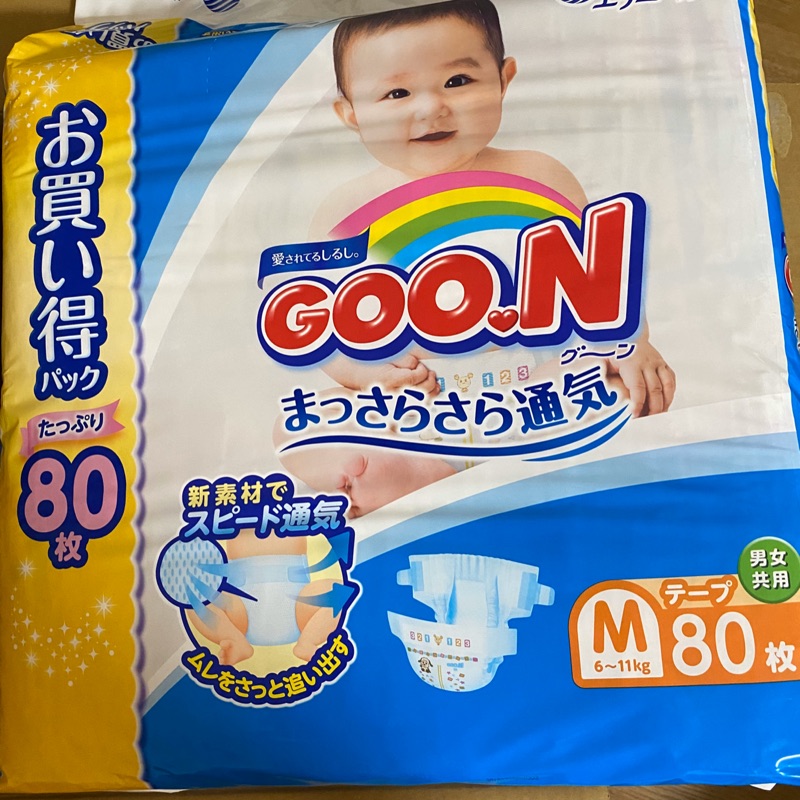 日本境內 大王 GOON 阿福狗 80枚黏貼型M號（全新未採）