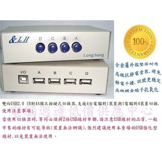 【低價】UB-32 1B-4A按鍵式 USB 印表機切換器(雙向)