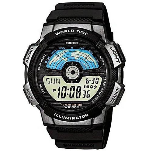 【CASIO】10年電力飛行時光地圖膠帶電子錶-白面(AE-1100W-1A)正版宏崑公司貨