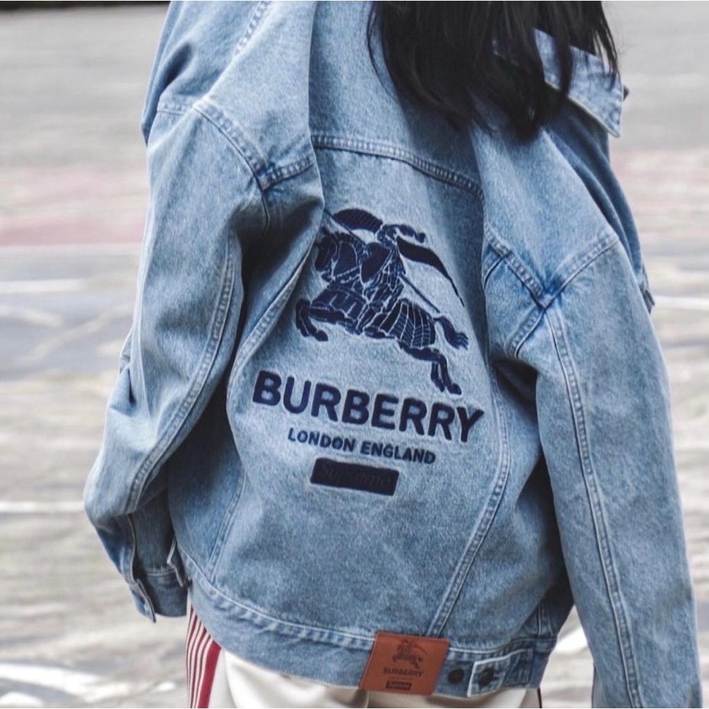 全新限量免運 Supreme Burberry Denim Trucker Jacket 丹寧牛仔格紋夾克外套