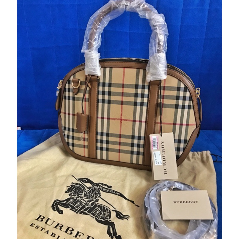 Burberry 經典格紋包 保齡球包 全新