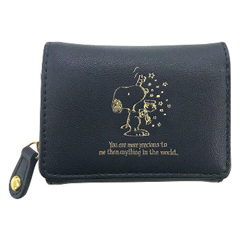 日本原裝 史努比 Snoopy 合成皮革 三折 皮夾 錢包 零錢包 短夾 證件夾