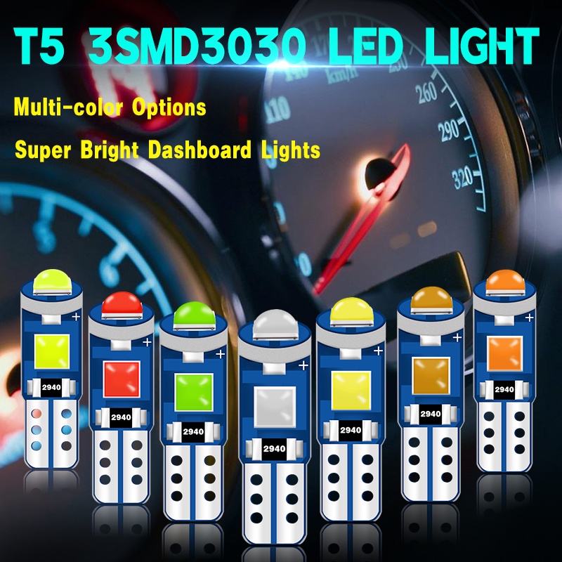 T5 LED 燈泡 W3W W1.2W Canbus 汽車內飾燈 3030 3SMD 儀表板加熱指示器楔形汽車儀表燈 1