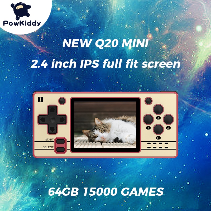 Powkiddy Q20 MINI開源2.4寸OCA全貼合IPS屏掌機遊戲機復古PS1新款遊戲機兒童