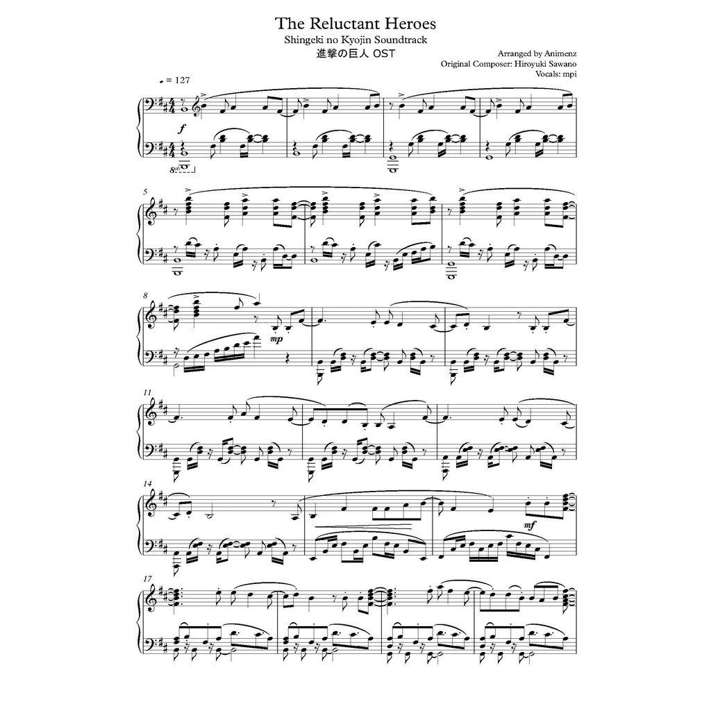 樂譜 The Reluctant Heroes 進擊的巨人b站animenz版鋼琴譜pdf6頁藝術博物館 蝦皮購物