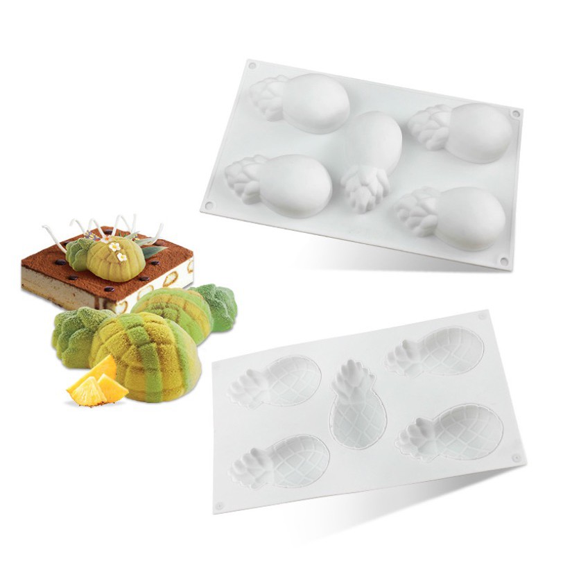 ▪5連▪鳳梨菠蘿造型淋面鏡面矽膠蛋糕模/慕斯矽膠蛋糕模/巧克力果凍模