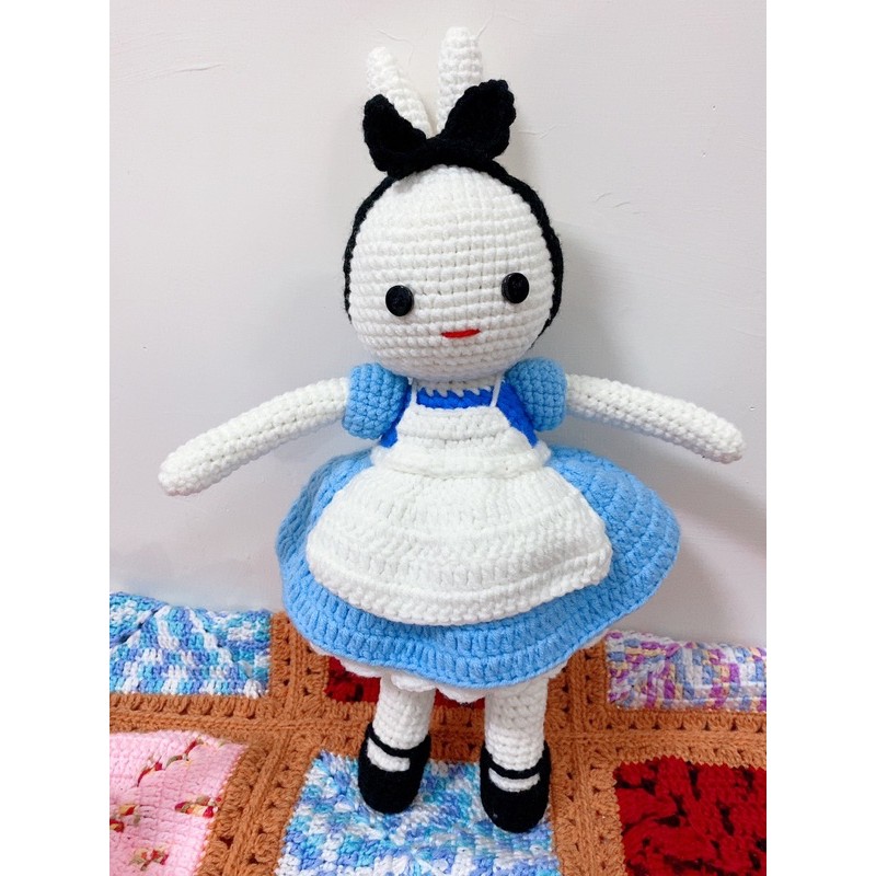手工玩偶 鈎織娃娃 -兔女郎愛麗絲玩偶 現貨 送禮 小朋友最愛 裝飾品 小兔子 身長約33公分 實物拍攝