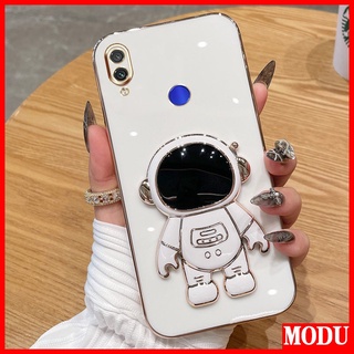 XIAOMI REDMI MODU 外殼豪華電鍍手機殼適用於小米紅米 Note 7 Pro 馬卡龍色帶高階宇航員支架