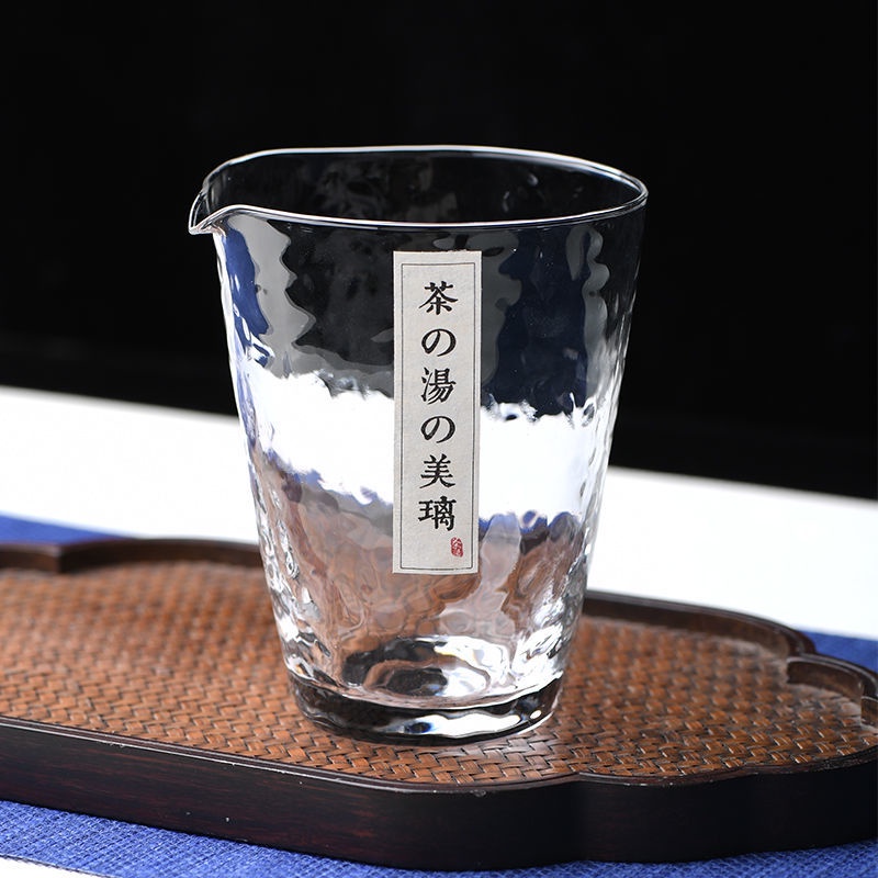 (公道杯分茶器 )（）日式水晶玻璃公道杯茶海分茶器玻璃公道杯錘目紋公道杯功夫茶具