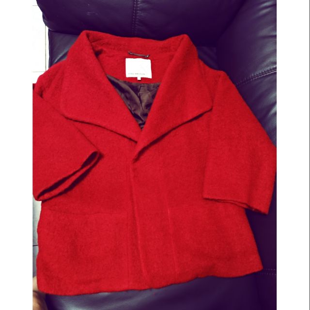 KAO MEIFEN高美芬紅色寬鬆版羊毛外套