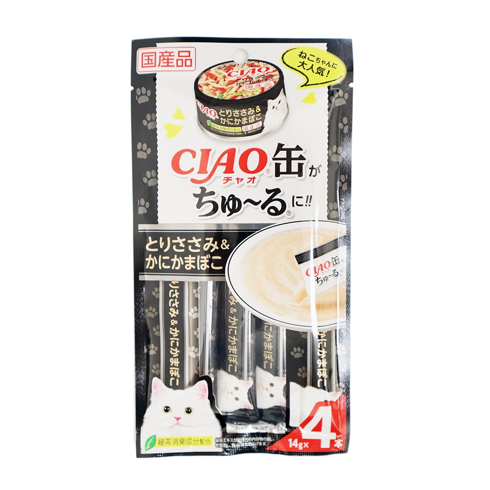 CIAO 啾嚕肉泥-旨定罐13號雞肉+蟹肉 14g x4入【Donki日本唐吉訶德】