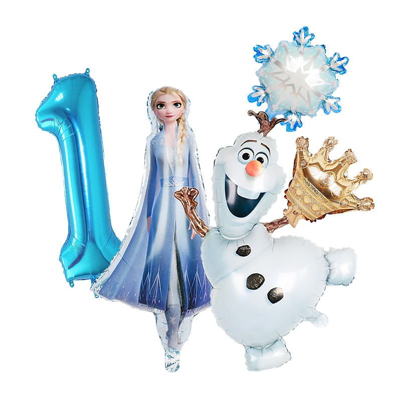 5 件/套冷凍 Elsa Princess Olaf 鋁箔氣球套裝 32 英寸藍色數字氣球女孩嬰兒送禮會兒童生日派對裝飾