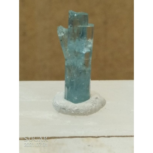 天然海水藍寶柱原礦礦物標本2