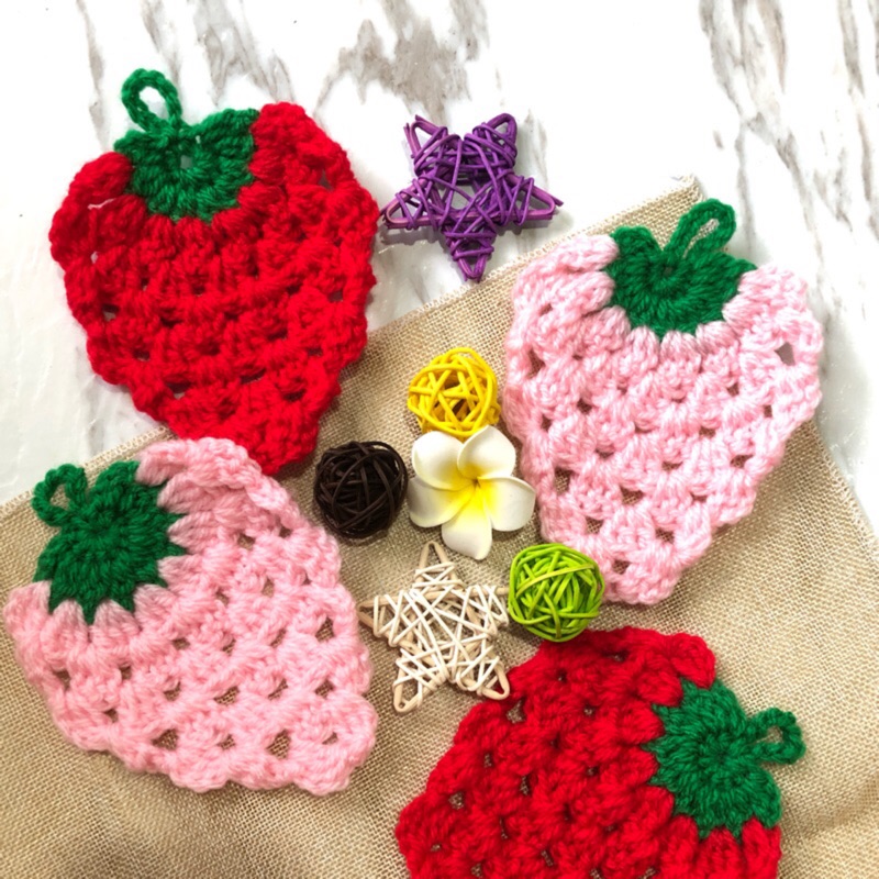 草莓造型編織環保菜瓜布eco Tawashi