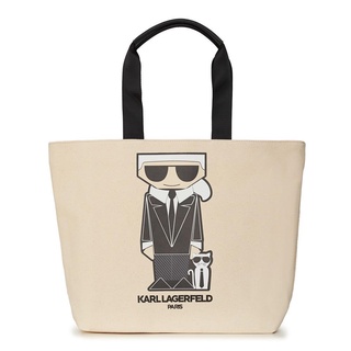 KARL LAGERFELD 老佛爺 帆布托特包 肩揹包 購物包 手提包 K67834 卡爾 米色(現貨)