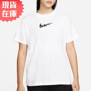 Nike 女裝 短袖上衣 棉質 刺繡 玫瑰 白【運動世界】DN5887-100