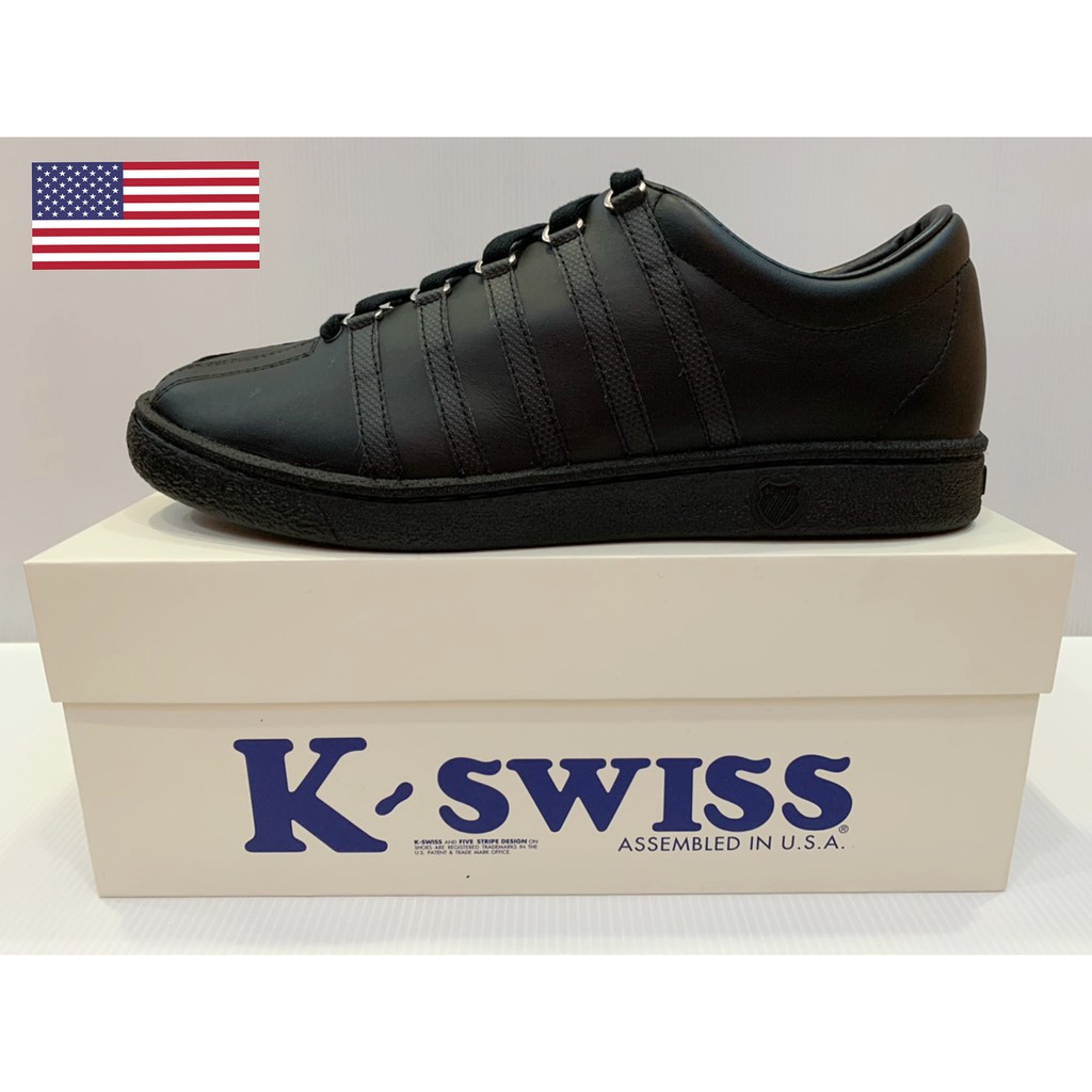 塞爾提克~六折免運 限量進口 美國手工鞋 KSWISS 男鞋 經典CLASSIC基本款 真皮 休閒運動鞋 全黑-男生