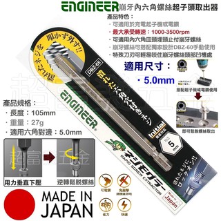 超富發五金 日本ENGINEER內六角崩牙螺絲取出器 DBZ-65 EDBZ-65 充電起子機 起子頭 崩牙 倒牙螺絲攻