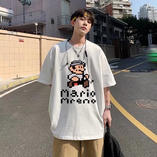 【M-8XL】夏季寬鬆t恤短袖男士印花青年新款短袖休閒大尺碼圓領韓版上衣