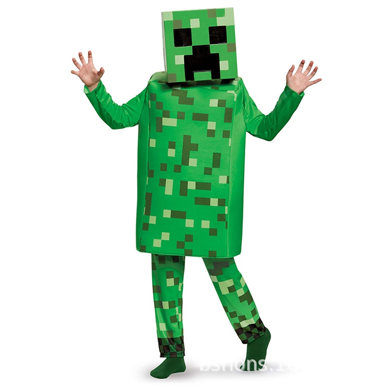 Creeper Deluxe Minecraft 儿童热门游戏服万圣节节日角色扮演服裝包括: 尺寸束腰上衣, 褲子和面具