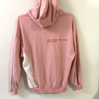 💖嫩粉色刺繡英文字母造型撞色寬鬆長袖薄款帽T上衣｜近全新｜快速出貨｜蝦皮店到店免運