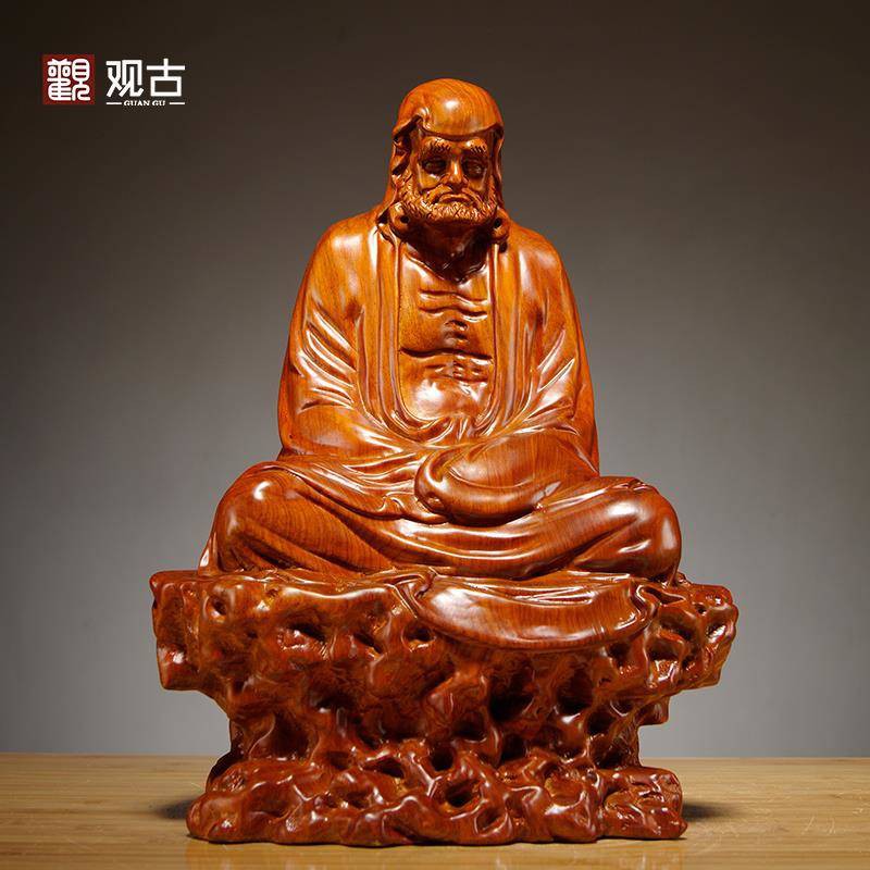 現貨 花梨木雕刻達摩祖師像擺件新中式禪意家居客廳公司玄關裝飾工藝品 蝦皮購物
