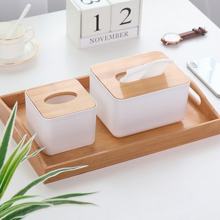 簡約 正方形 橡木蓋面紙盒 桌面收納 衛生紙盒 收納 置物 居家【RS915】
