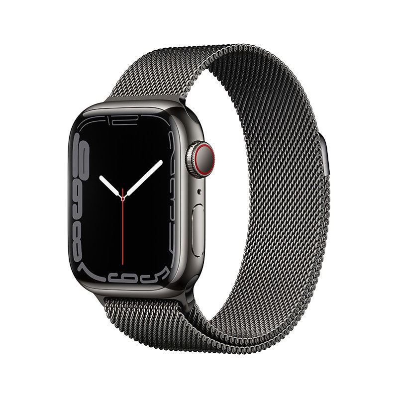 原裝現貨む蘋果 Apple Watch Series 7 智能手表GPS+蜂窩款41毫米石墨色不銹鋼表殼石墨色米蘭尼斯