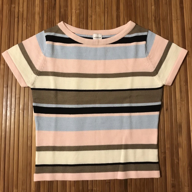 誠可小議~ROSALINE LEE38號 線條彩色針織衫 日本製 九成新有多張照片&lt;62&gt;