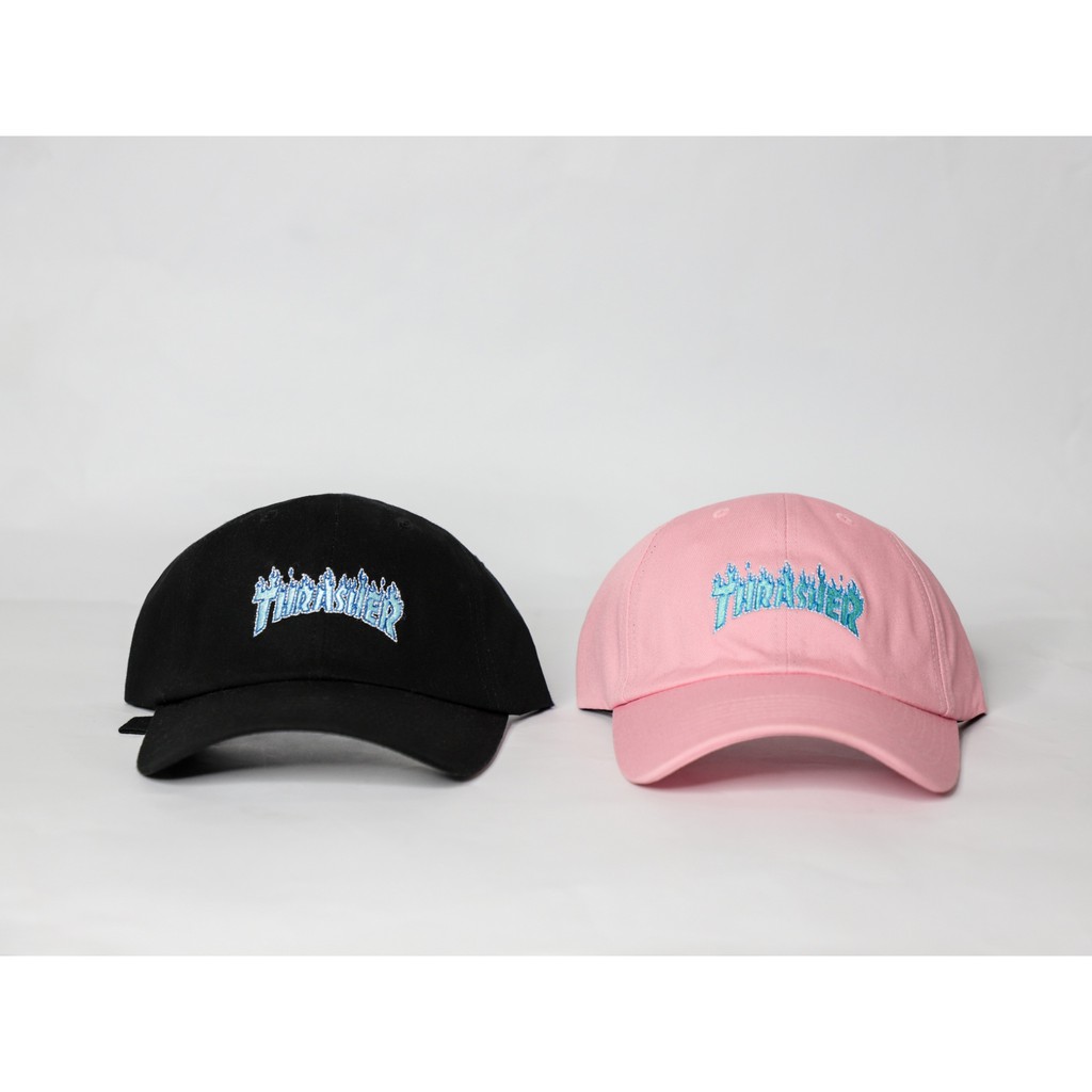 【QUEST】現貨 THRASHER MICRO BLUE FLAME DAD CAP 藍火焰 環扣 老帽 黑色 粉色