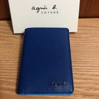 全新 agnes b. 深藍色 藍色 8卡 名片夾 信用卡夾 短夾 保證真品 正品 牛皮 防刮 扣式 男用 小b 日本製
