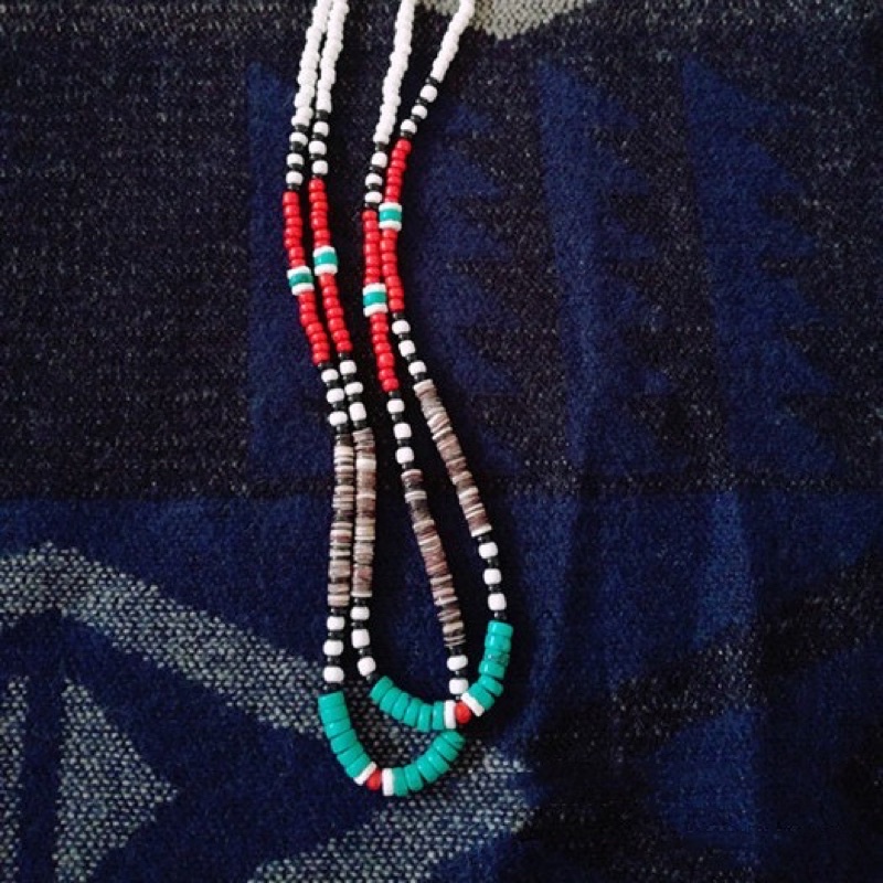 C FOUR LAB🗿 印地安 琉璃珠項鍊 彩珠 手工製作 串珠項鍊 工裝 outdoor goros visvim