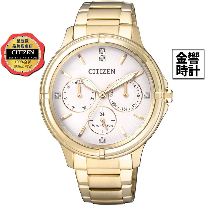 CITIZEN 星辰錶 FD2032-55A,公司貨,光動能,時尚女錶,星期顯示,日期顯示,強化玻璃鏡面,5氣壓防水
