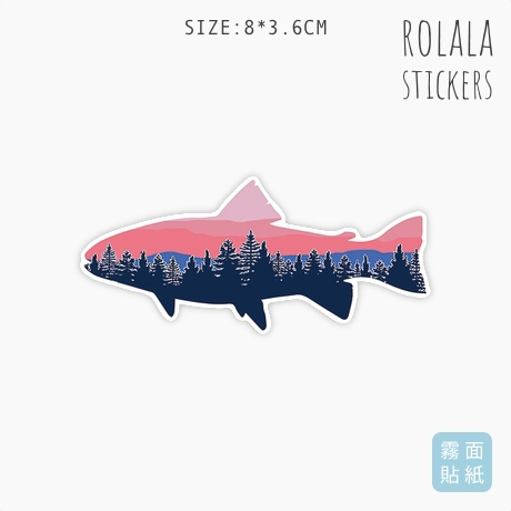 【P203】霧面單張PVC防水貼紙 森林鯊魚貼紙 可愛魚魚貼紙 海洋生物貼紙 露營貼紙《同價位買4送1》ROLALA