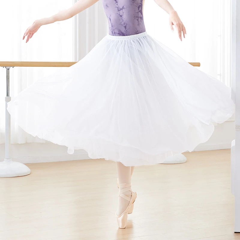 芭蕾舞裙成人網紗半身長裙白色黑色 4層軟紗