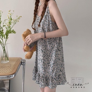 Xuan♥ 韓版可愛性感吊帶睡裙學生睡衣女夏季薄款寬松家居服可外穿連衣裙