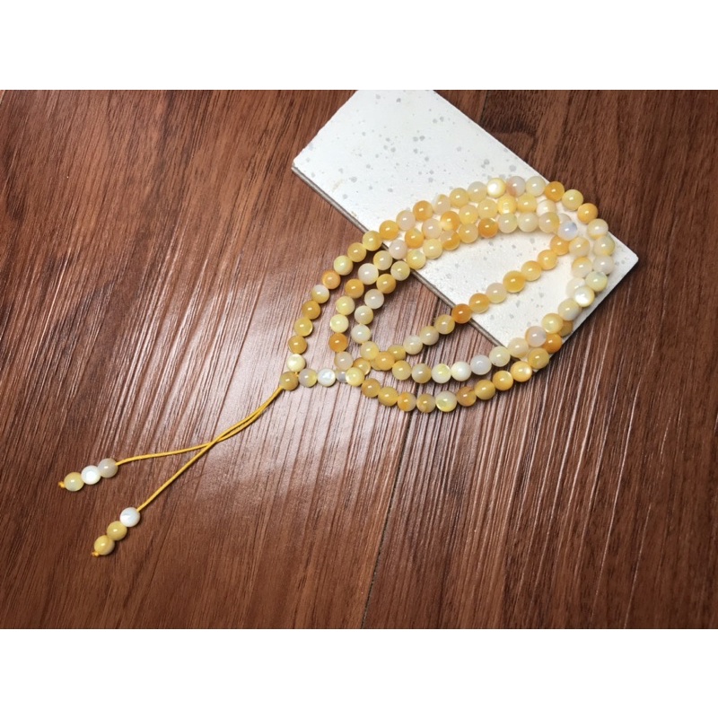 黃金硨磲黃蝶貝多圈三圈手串項鍊兩用約5mm（可調節繩長度）