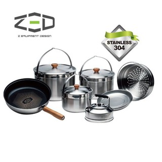 ZED 戶外不鏽鋼鍋具組II XL ZBACK0305 / (304不銹鋼、三層式鍋)
