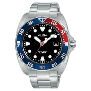ALBA雅柏 Noir 黑色錶盤夜光手錶-限量紅藍造型水鬼(AS9M99X1/VJ42-X317D)