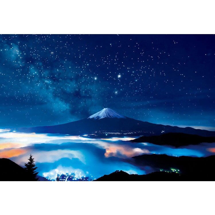 Beverly 世界遺產 富士山與星星 300片 拼圖總動員 夜光 風景 日本進口拼圖