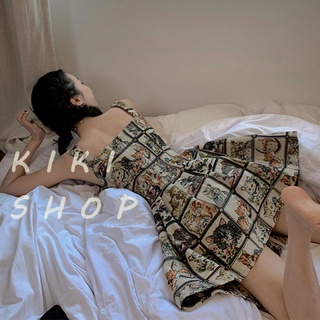 【KIKI】 自製《貓咪裙》 復古洋裝 工藝感短款重工 收腰顯瘦連身裙 背帶裙女 夏天洋裝 蓬蓬裙連衣裙潮