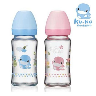 KUKU酷咕鴨 超矽晶寬口玻璃奶瓶240ml(小叮噹婦嬰用品)