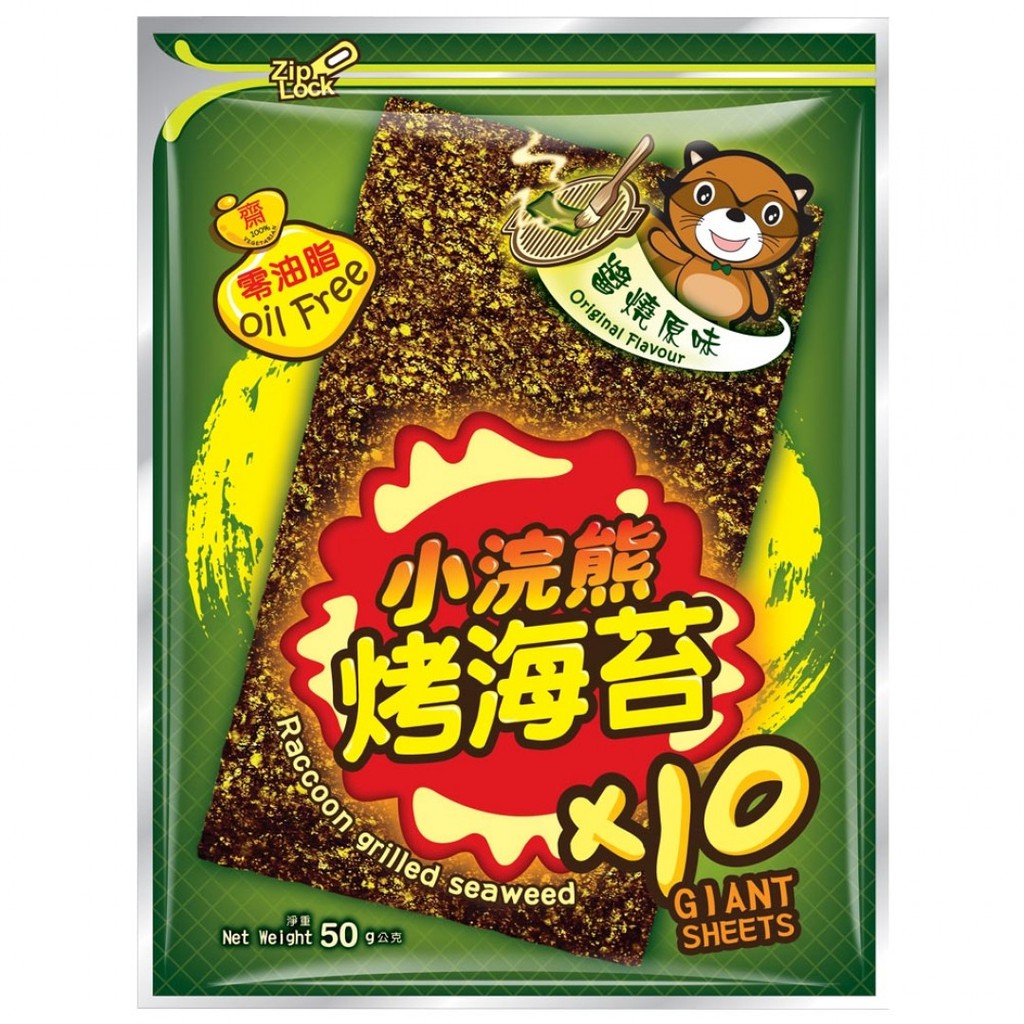 【稑禎】超大片泰國小浣熊烤海苔 (醬燒原味10片入) (50g) &lt;全素&gt;