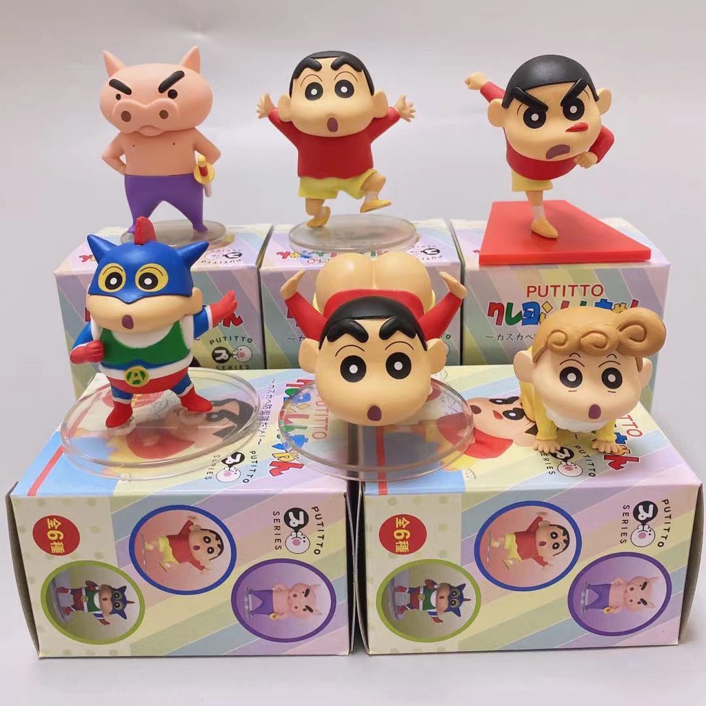 清倉【蠟筆小新】盒玩 野原一家(7入) / 小新與小葵(6入) 動畫 Q版 屁屁星人 小葵 公仔 整組販售 5cm